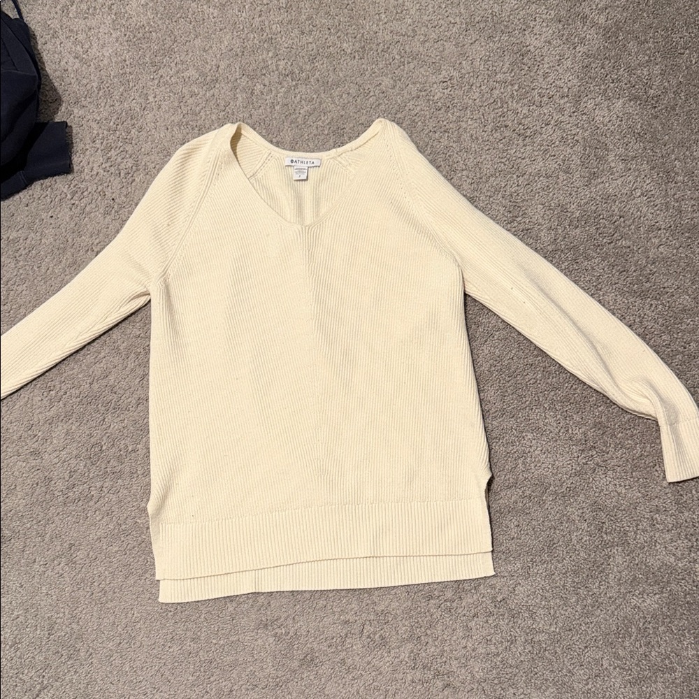 Athleta Women's V-Neck Cream Sweater